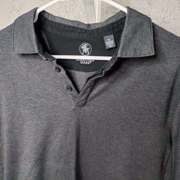 Hart Schaffner Marx Polo Shirt Mens Size XL Horizontal Stripes Gray Black - Picture 3 of 9